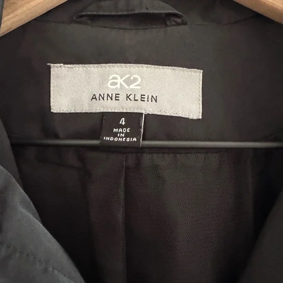Anne Klein Classic Black Trench Coat - Picture 2 of 3